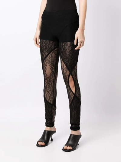 Shop Dion Lee Lace High-waisted Leggings In Schwarz