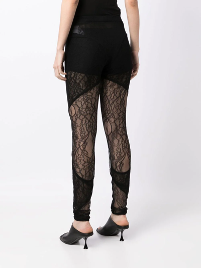 Shop Dion Lee Lace High-waisted Leggings In Schwarz