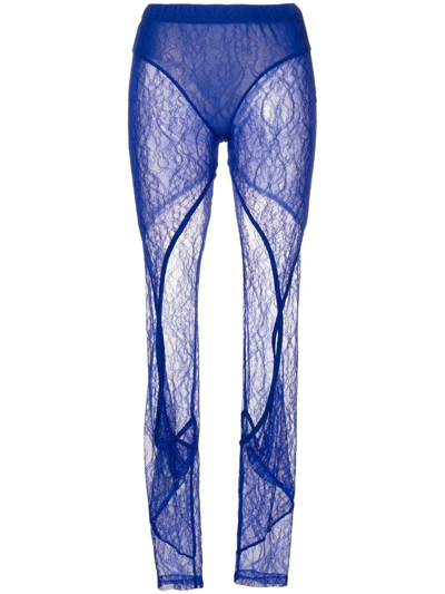 Shop Dion Lee Lace High-waisted Leggings In Blau