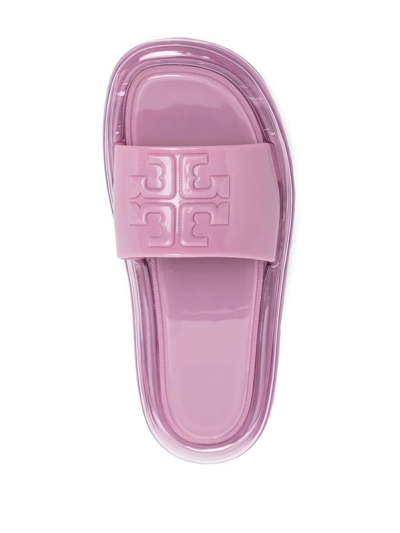 Shop Tory Burch Debossed-logo Jelly Slides In Pink