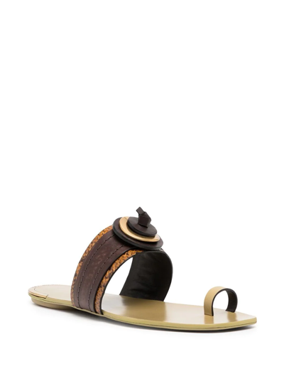 Shop Tory Burch Artisanal Knit Slides In Brown