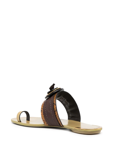 Tory Burch Artisanal Knit Slides In Brown