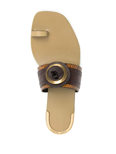 Tory Burch Artisanal Knit Slides In Brown