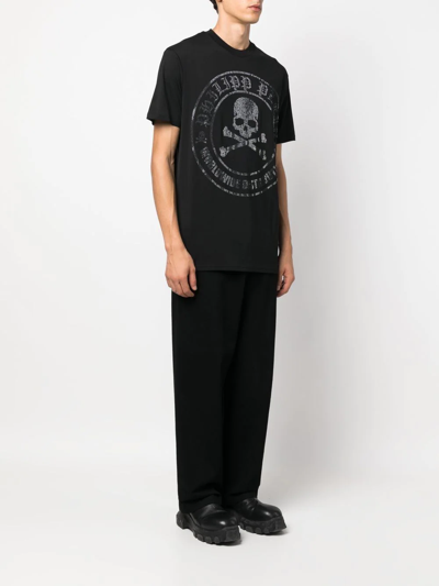 Philipp Plein Graphic Print Crewneck T-shirt In Black