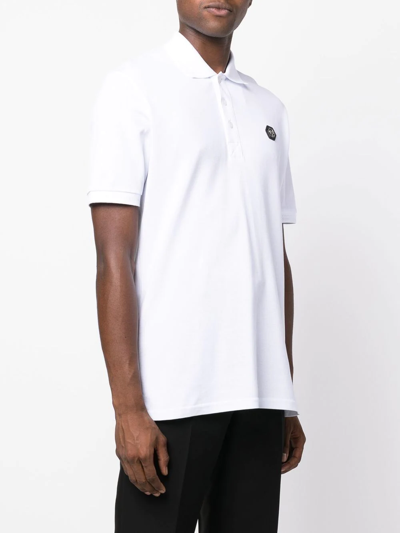 Philipp Plein Skull Pattern Short-sleeved Polo Shirt In White