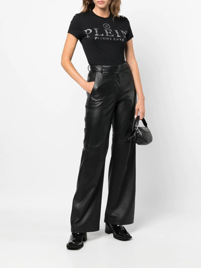 Philipp Plein Crystal-embellished Logo T-shirt In Black