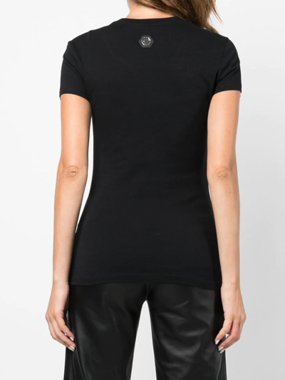 Philipp Plein Crystal-embellished Logo T-shirt In Black