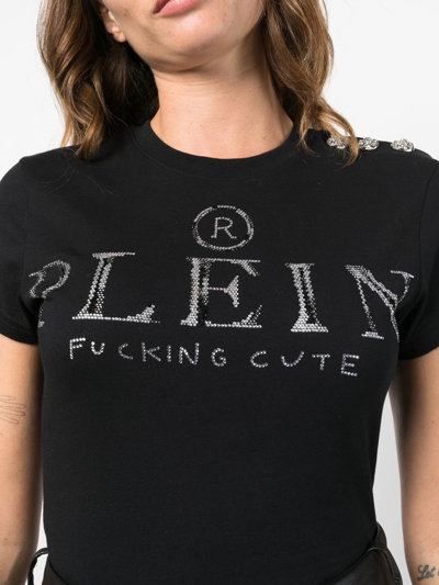 Shop Philipp Plein Crystal-embellished Logo T-shirt In Black