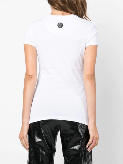 Shop Philipp Plein Logo Crew-neck T-shirt In White