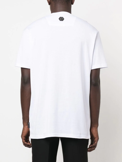 Philipp Plein T-shirt Round Neck Ss Skull With Crystals In White