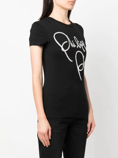 Shop Philipp Plein Logo-print Embellished T-shirt In Black