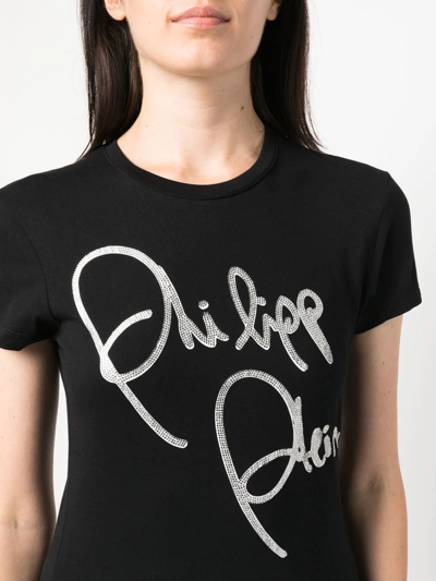 Shop Philipp Plein Logo-print Embellished T-shirt In Black