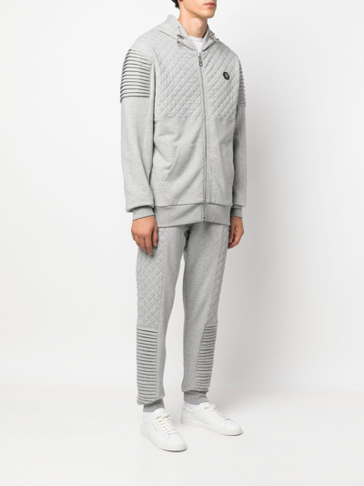 Shop Philipp Plein Quilted Cotton Tracksuit Set In Grey