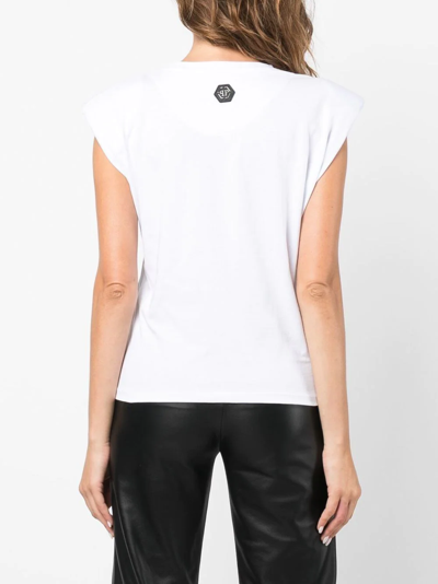 Philipp Plein Skull-print Padded-shoulder Tank Top In White