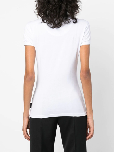 Philipp Plein Script Logo Crystal-embellished T-shirt In White