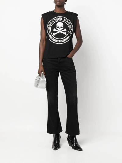 Philipp Plein Sleeveless T-shirt Crystal Skull With Crystals In Black