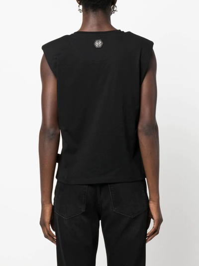 Philipp Plein Sleeveless T-shirt Crystal Skull With Crystals In Black