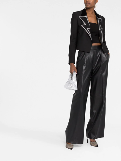 Philipp Plein Rhinestone Cropped Blazer In Black