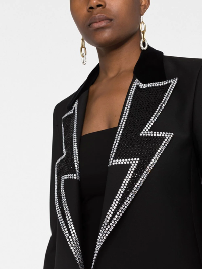 Philipp Plein Rhinestone Cropped Blazer In Black