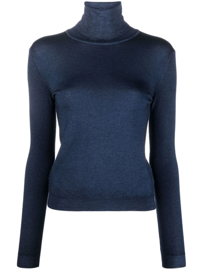 Aspesi Roll-neck Knit Jumper In Blue