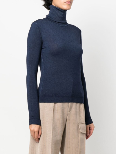 Aspesi Roll-neck Knit Jumper In Blue