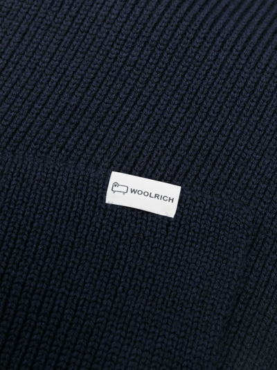 Shop Woolrich Ribbed-knit Wool Scarf In Blau