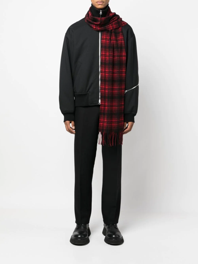 Shop Woolrich Check-print Cashmere Scarf In Rot