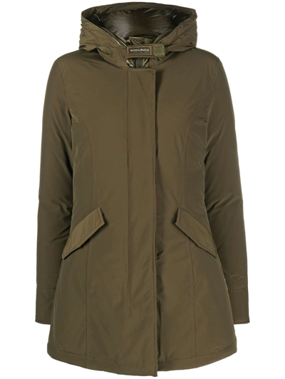 Shop Woolrich Hooded Padded Coat In Green