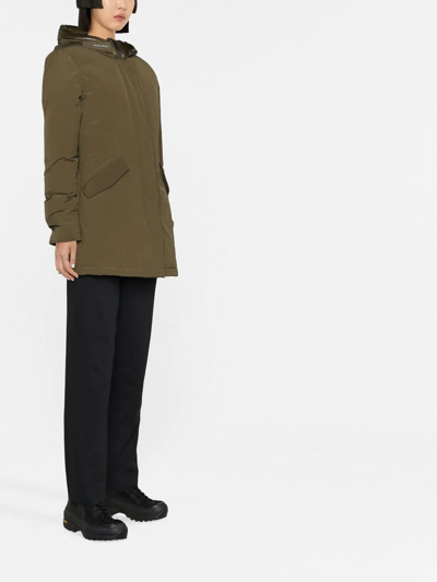 Woolrich Hooded Cotton Down Jacket In Green