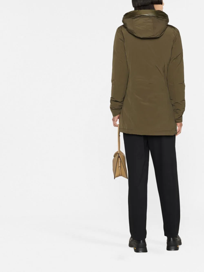Woolrich Hooded Cotton Down Jacket In Green