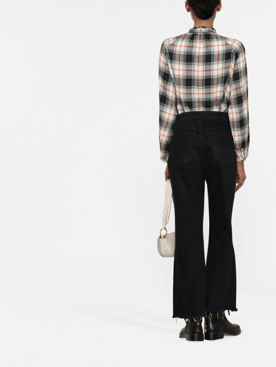 Woolrich Check-print Ruffle Shirt In Schwarz