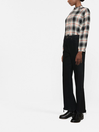 Woolrich Check-print Ruffle Shirt In Schwarz