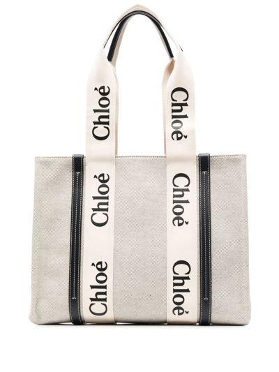 Shop Chloé Woody Tote Bag In Neutrals