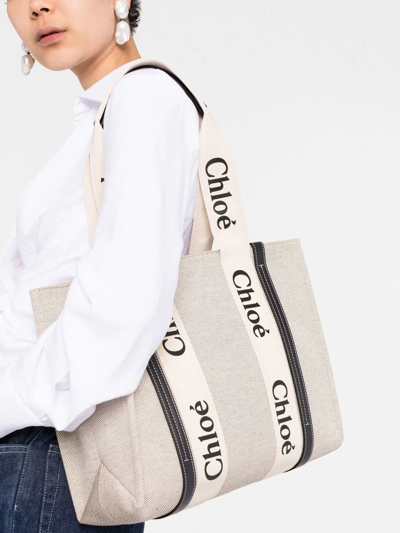 Shop Chloé Woody Tote Bag In Neutrals