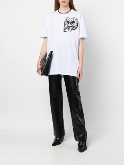 Philipp Plein Skull-print Crew-neck T-shirt In Weiss