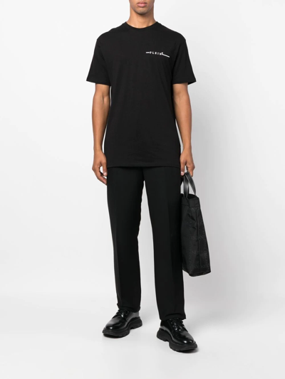 Philipp Plein Flocked Logo-print T-shirt In Schwarz