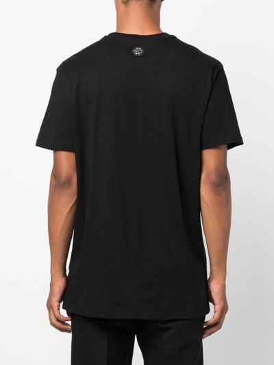 Philipp Plein Flocked Logo-print T-shirt In Schwarz