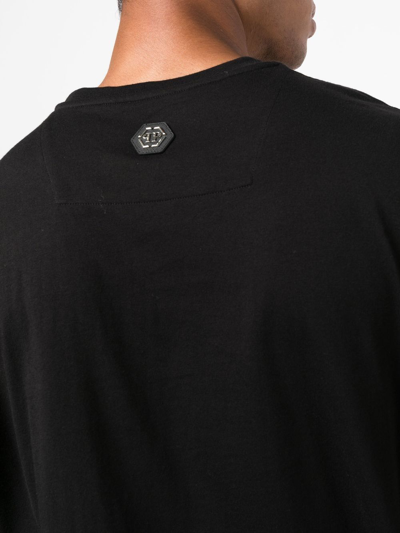 Philipp Plein Flocked Logo-print T-shirt In Schwarz