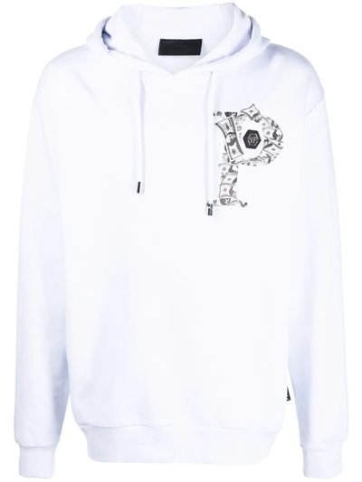 Philipp Plein Money Graphic-print Hoodie In Weiss