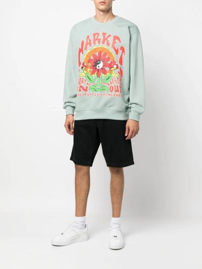 Shop Market Graphic-print Cotton Sweatshirt In Grün