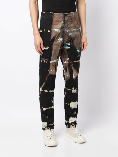 Shop Stain Shade Tie-dye Straight-leg Trousers In Schwarz