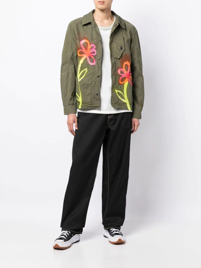 Shop Stain Shade Floral Button-down Jacket In Grün