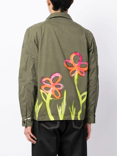 Shop Stain Shade Floral Button-down Jacket In Grün