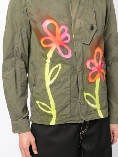 Shop Stain Shade Floral Button-down Jacket In Grün