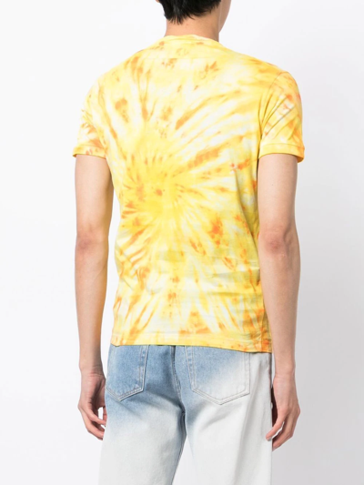 Shop Stain Shade Logo-print Tie-dye T-shirt In Gelb