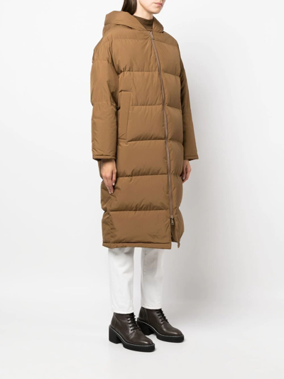 Shop Yves Salomon Zipped Hooded Coat In Brown