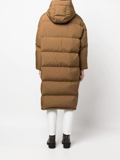 Shop Yves Salomon Zipped Hooded Coat In Brown