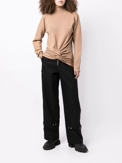 Shop Dion Lee Drape-detail Jumper In Braun