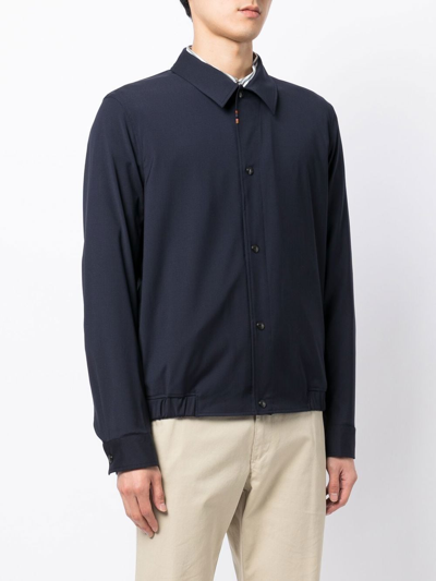 Shop Paul Smith Button-down Bomber Jacket In Blau