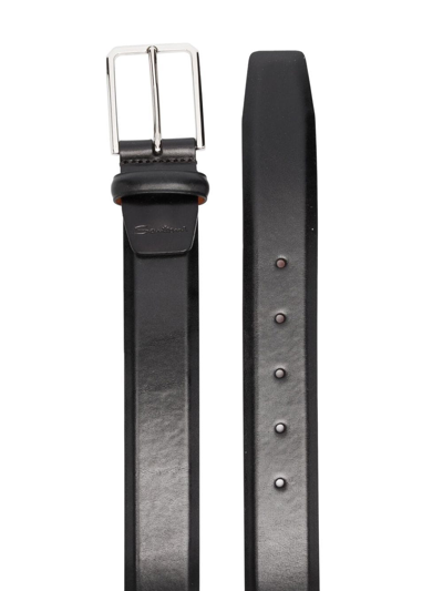 Shop Santoni Logo-engraved Leather Belt In Schwarz